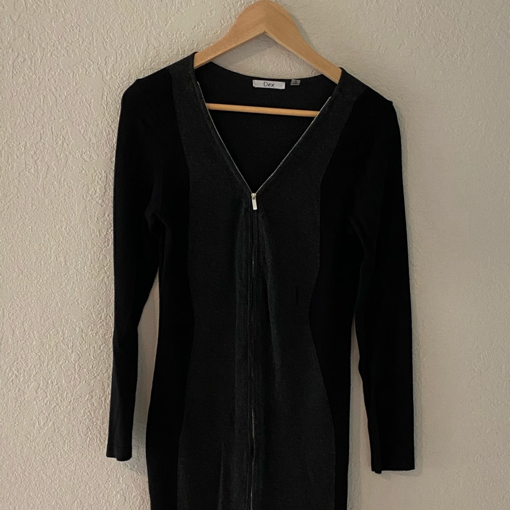 Dex zipper down black and grey dress